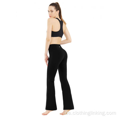 Schwarze Bootcut-Yogahose für Damen